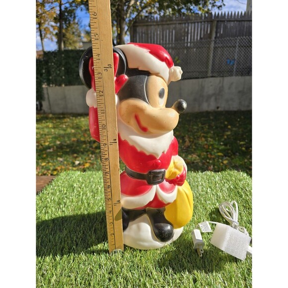 Vintage Empire Santa Mickey Mouse 15" Blow Mold Walt Disney W/ New Cord Led Bulb - Picture 3 of 11